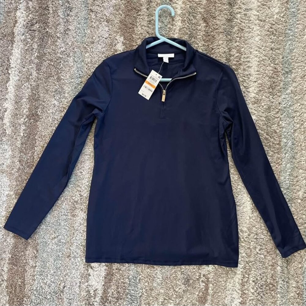 New Women’s Small Navy Blue Charter Club Nylon Spandex 1/4 Zip Pullover